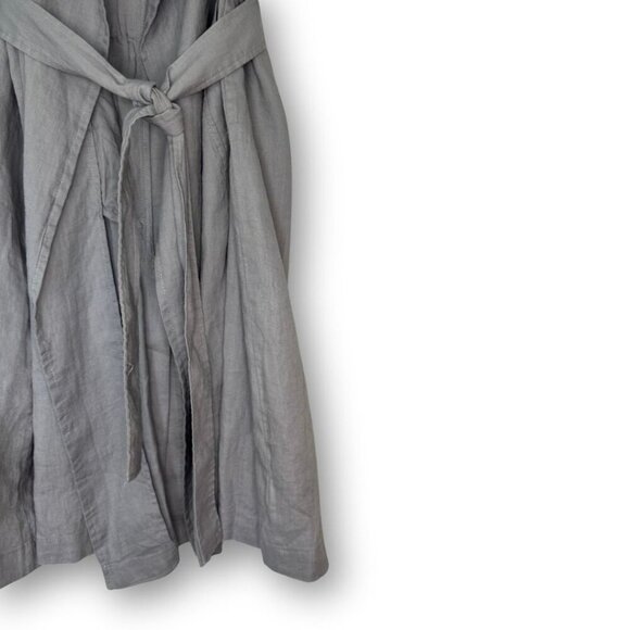 Catherine Malandrino Fog Grey Linen Layer Belted Coat Trench Spring Weight - Picture 3 of 6
